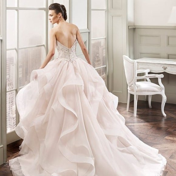 NEW Eddy K Wedding Dress, Blush Swarovski Ballgown Princess, Size 10 Reg $4999 - Picture 3 of 11